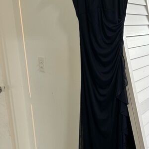 Elegant Black short sleeve Navy  Gown